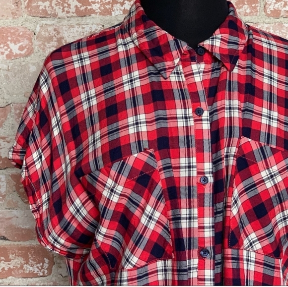Size LG Como Vintage Red & Blue Plaid Shirt - Picture 3 of 8
